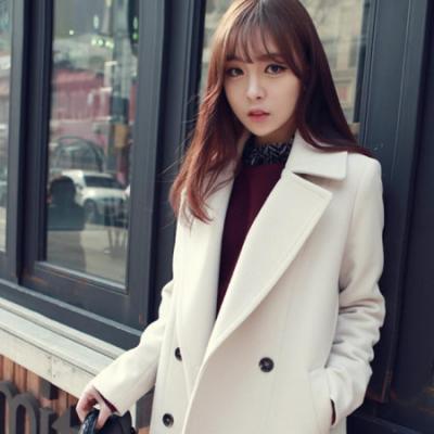 2014新款女装韩版中长款毛呢外套
